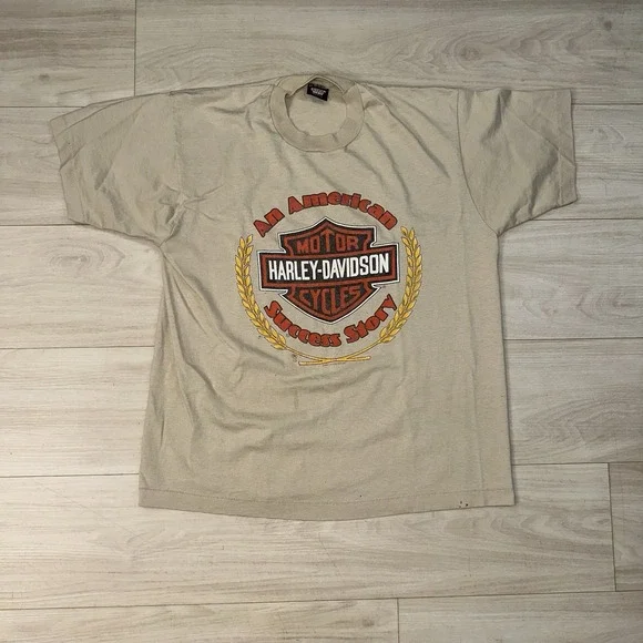 Vintage 80s Harley Davidson Shirt Size Large American Success Story Biker Eagle - Picture 2 of 8